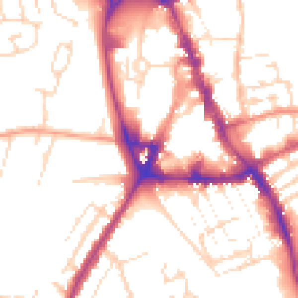 Daytime road noise heatmap for NG31 6JZ