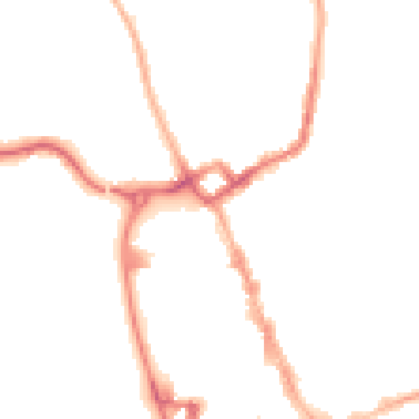 Night-time road noise heatmap for NG31 6NU