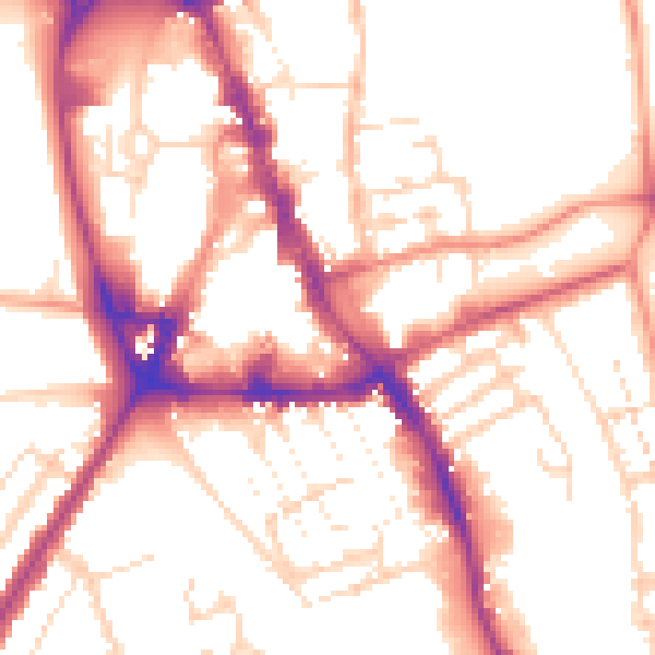 Daytime road noise heatmap for NG31 6QF