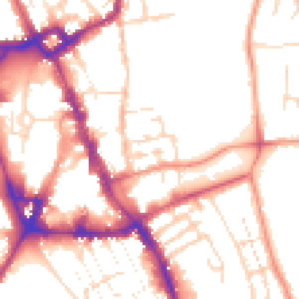 Daytime road noise heatmap for NG31 6QL