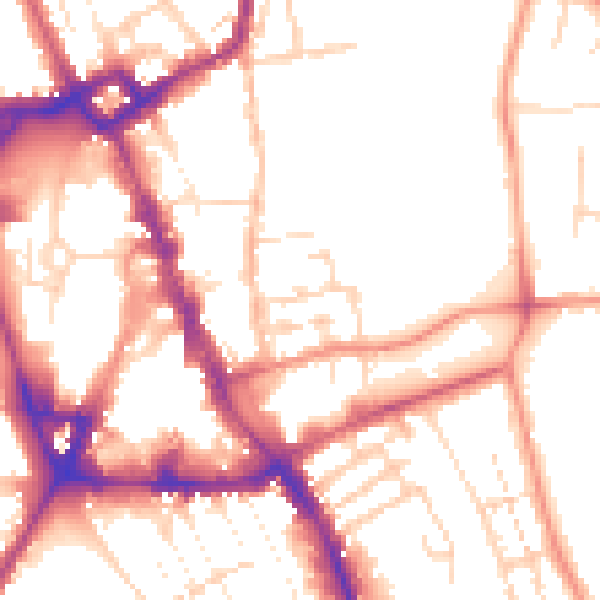 Daytime road noise heatmap for NG31 6QW