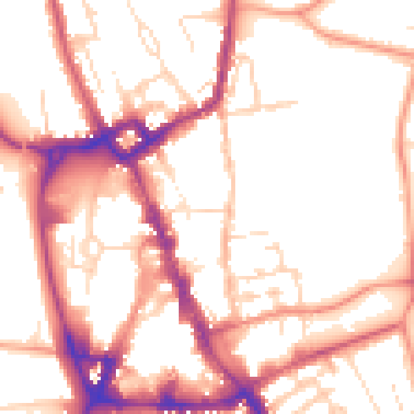 Daytime road noise heatmap for NG31 6RG
