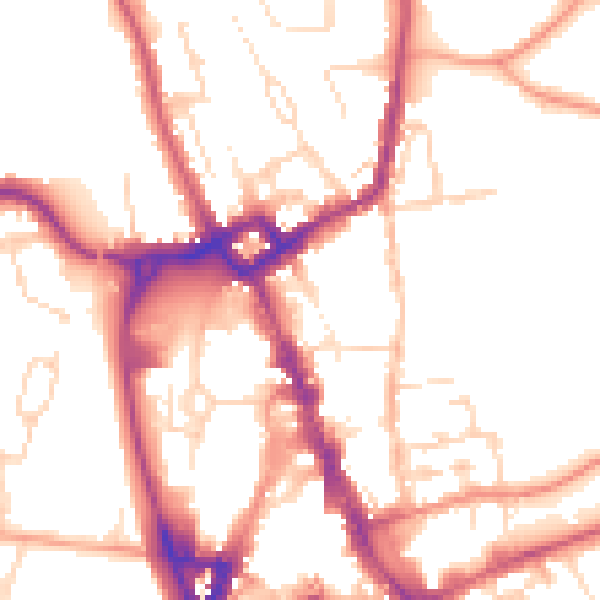 Daytime road noise heatmap for NG31 6RJ