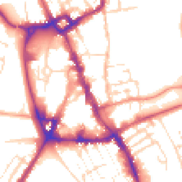 Daytime road noise heatmap for NG31 6SA