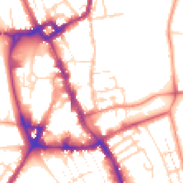 Daytime road noise heatmap for NG31 6SE
