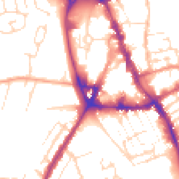 Daytime road noise heatmap for NG31 6TE