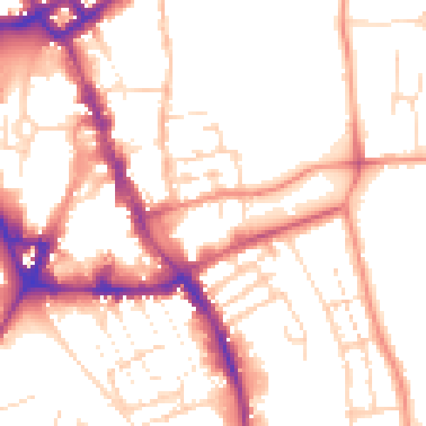 Daytime road noise heatmap for NG31 6TL
