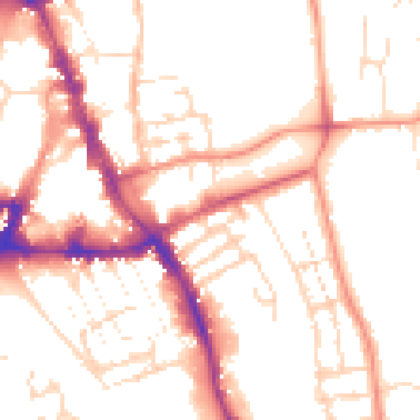 Daytime road noise heatmap for NG31 6TT