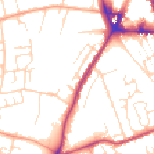 Daytime road noise heatmap for NG31 7AL