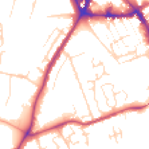 Daytime road noise heatmap for NG31 7AZ