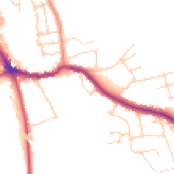 Daytime road noise heatmap for NG31 7EN