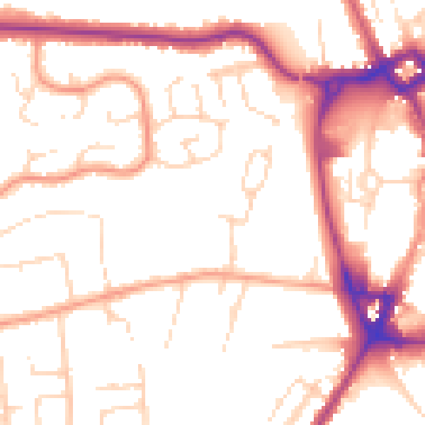 Daytime road noise heatmap for NG31 7GE