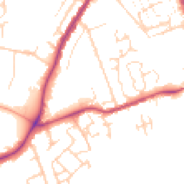 Daytime road noise heatmap for NG31 7GQ