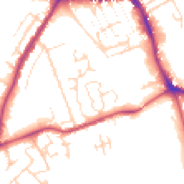 Daytime road noise heatmap for NG31 7WN