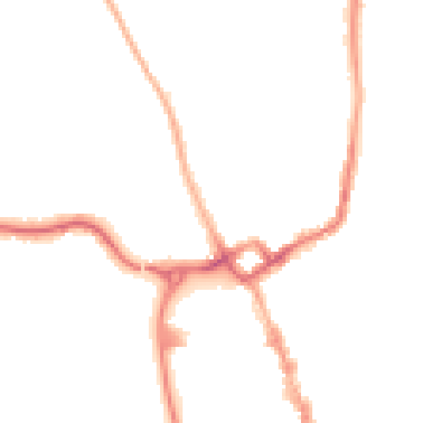 Night-time road noise heatmap for NG31 8AN
