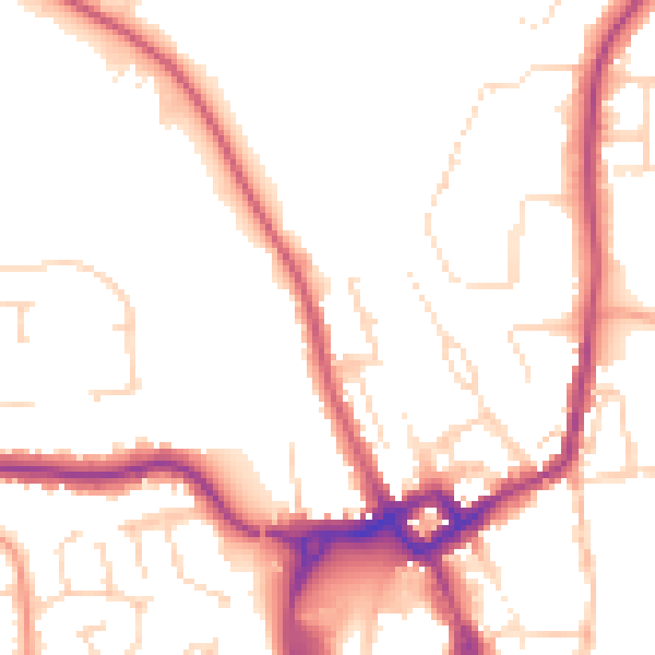 Daytime road noise heatmap for NG31 8AU