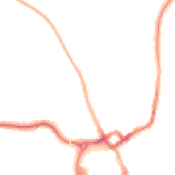 Night-time road noise heatmap for NG31 8AU