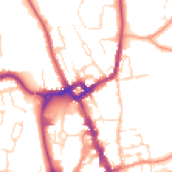 Daytime road noise heatmap for NG31 8BE