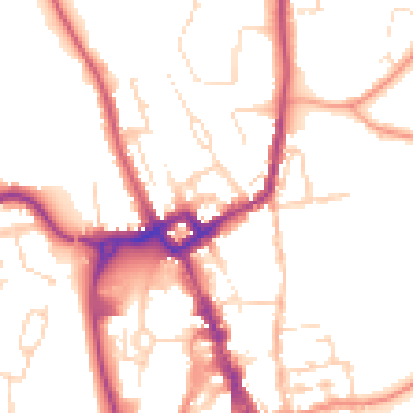 Daytime road noise heatmap for NG31 8BG