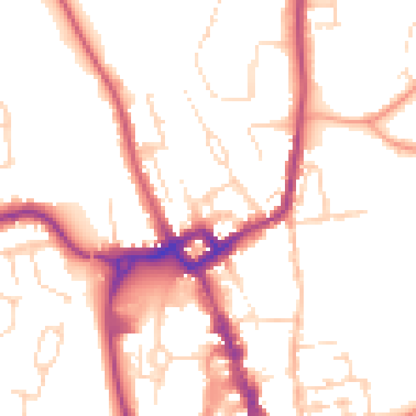 Daytime road noise heatmap for NG31 8BJ