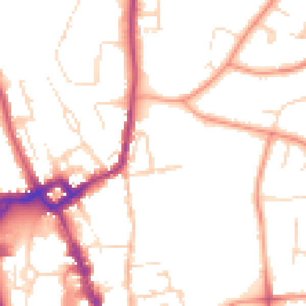 Daytime road noise heatmap for NG31 8BX