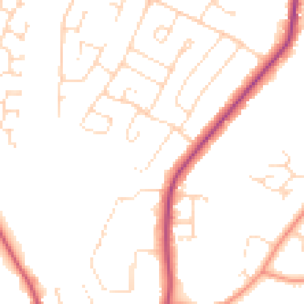 Daytime road noise heatmap for NG31 8ED