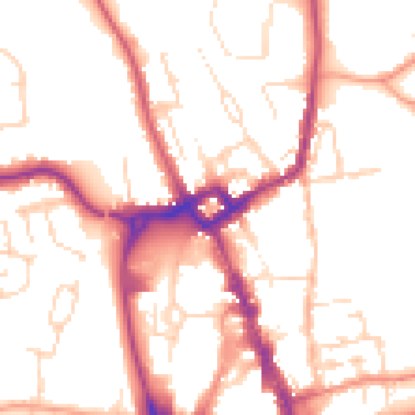 Daytime road noise heatmap for NG31 8FD