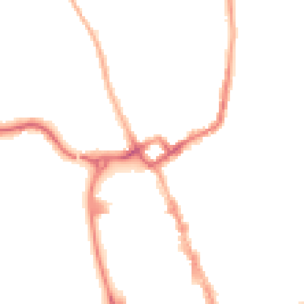 Night-time road noise heatmap for NG31 8FD