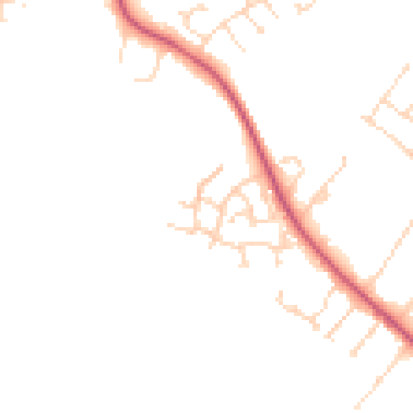 Daytime road noise heatmap for NG31 8FY