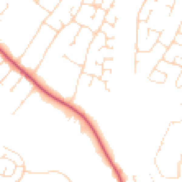 Daytime road noise heatmap for NG31 8GL