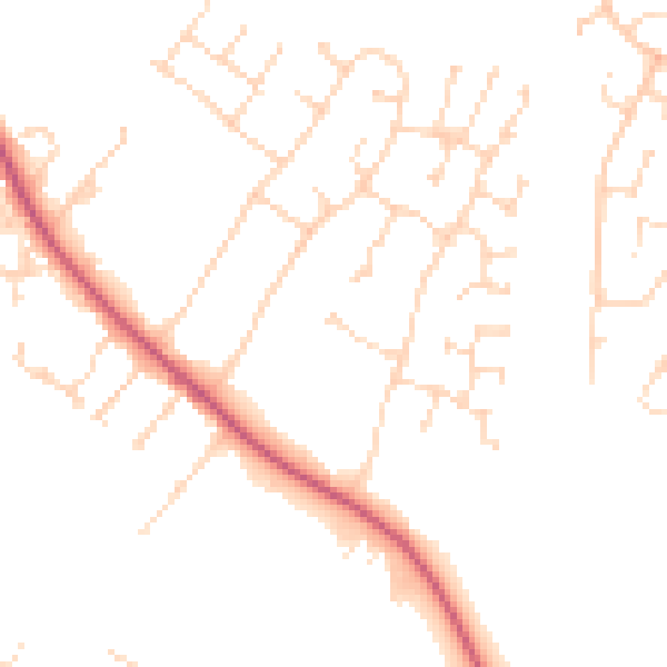 Daytime road noise heatmap for NG31 8GY
