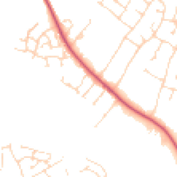 Daytime road noise heatmap for NG31 8HJ