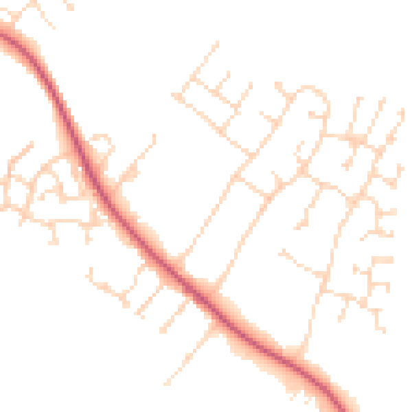 Daytime road noise heatmap for NG31 8HL