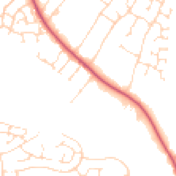 Daytime road noise heatmap for NG31 8JD