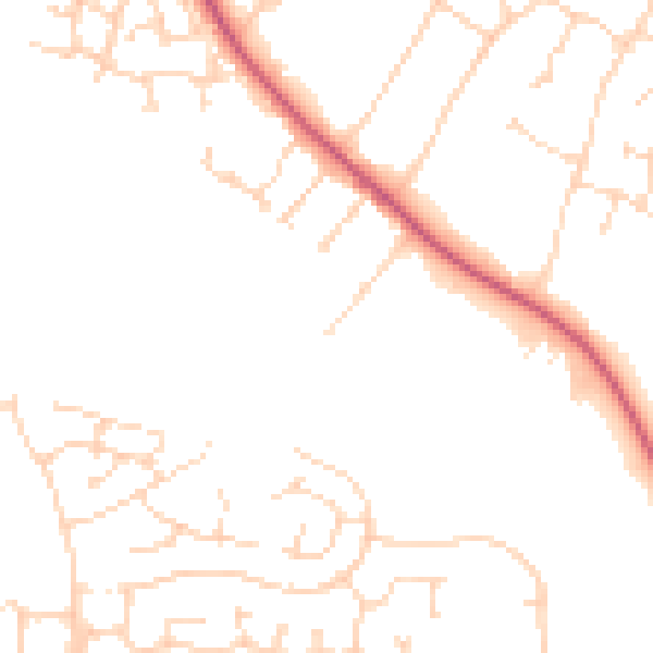 Daytime road noise heatmap for NG31 8JF