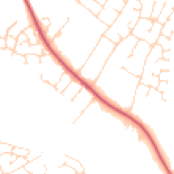 Daytime road noise heatmap for NG31 8JG