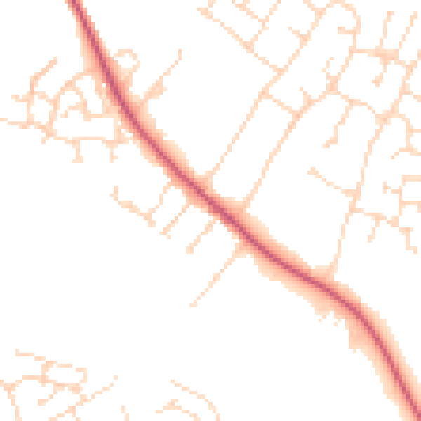 Daytime road noise heatmap for NG31 8JH