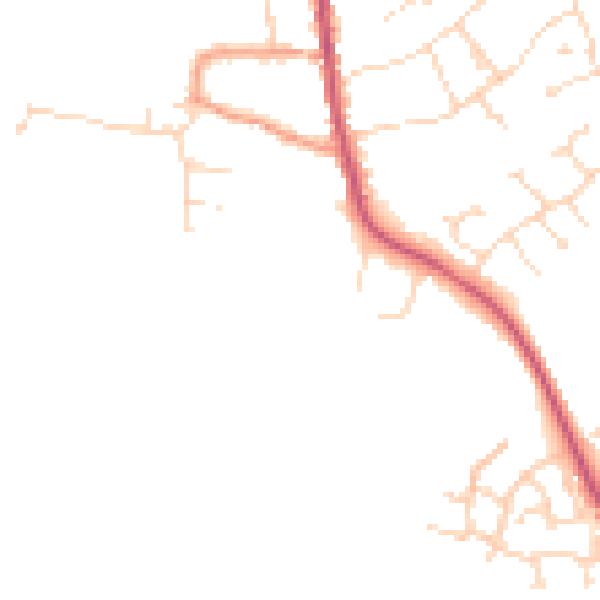 Daytime road noise heatmap for NG31 8JU