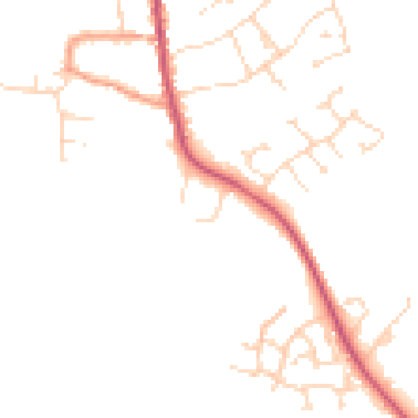 Daytime road noise heatmap for NG31 8JY