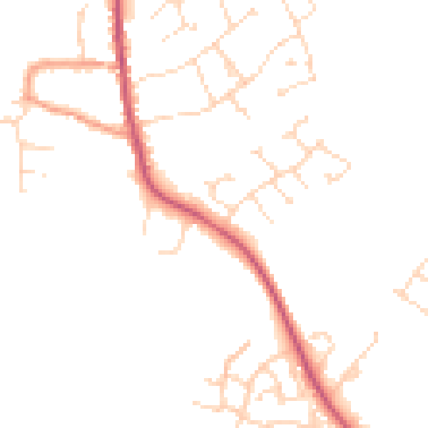 Daytime road noise heatmap for NG31 8JZ