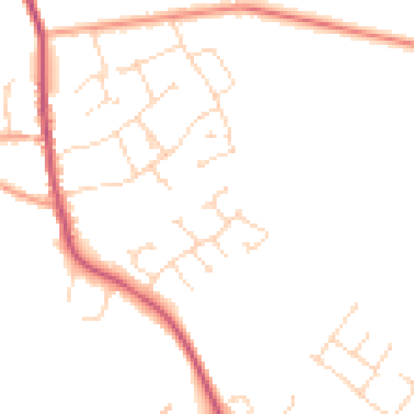 Daytime road noise heatmap for NG31 8LA