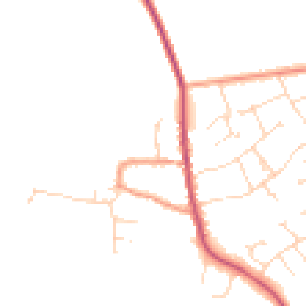 Daytime road noise heatmap for NG31 8LD