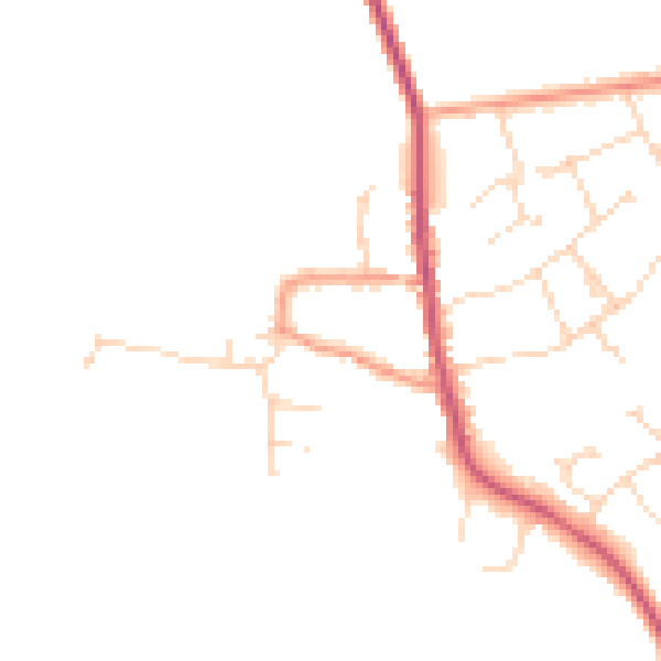 Daytime road noise heatmap for NG31 8LF