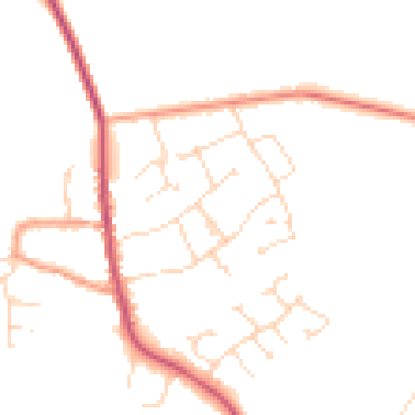 Daytime road noise heatmap for NG31 8LU