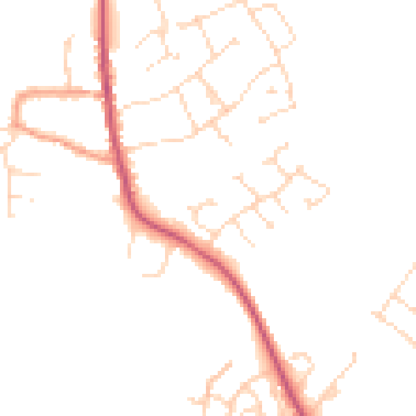 Daytime road noise heatmap for NG31 8ND