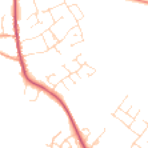 Daytime road noise heatmap for NG31 8NE