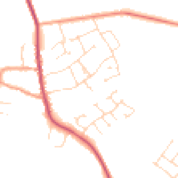 Daytime road noise heatmap for NG31 8NL