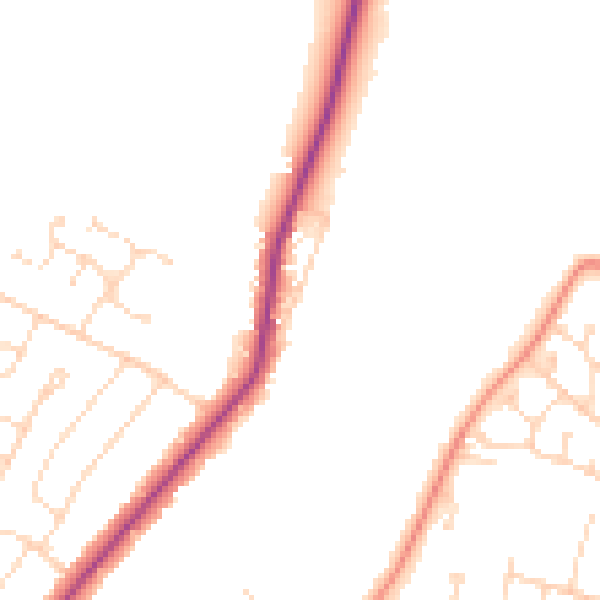 Daytime road noise heatmap for NG31 8NQ