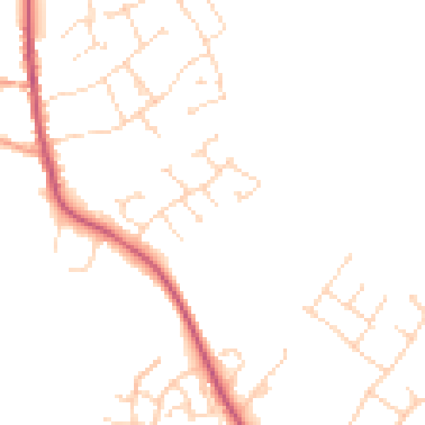 Daytime road noise heatmap for NG31 8NY