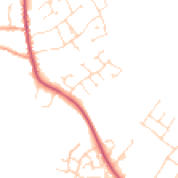 Daytime road noise heatmap for NG31 8PE